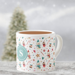 Monogram Snögubbe & Sweets Mönster 6oz Espresso Ko Espressomugg