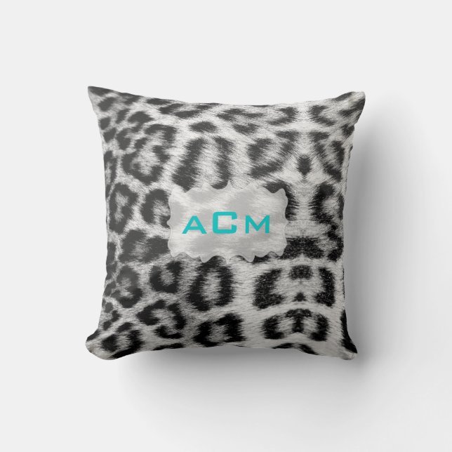 Monogram Snöleopard Kudde (Framsida)