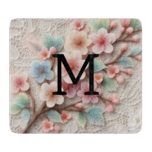 Monogram snöre blommigt rosa pastel cherry blommar