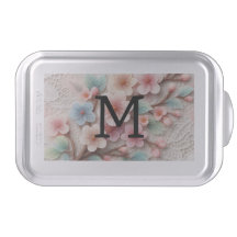 Monogram snöre blommigt rosa pastel cherry blommar