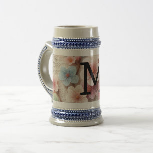 Monogram snöre blommigt rosa pastel cherry blommar sejdel