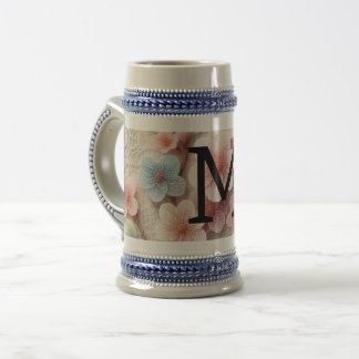 Monogram snöre blommigt rosa pastel cherry blommar sejdel