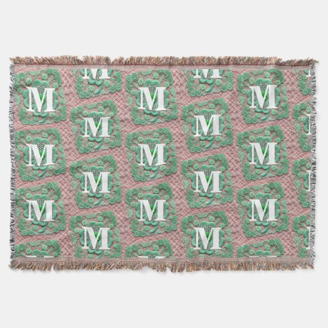Monogram snöre grönt Shrock St patrick's day Filt (Framsidan)