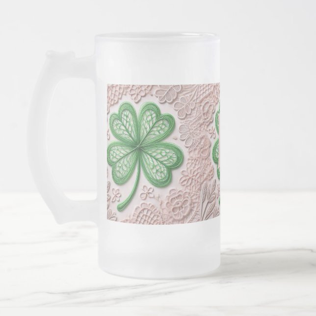 Monogram snöre grönt Shrock St patrick's day Frostat Ölglas (Vänster)
