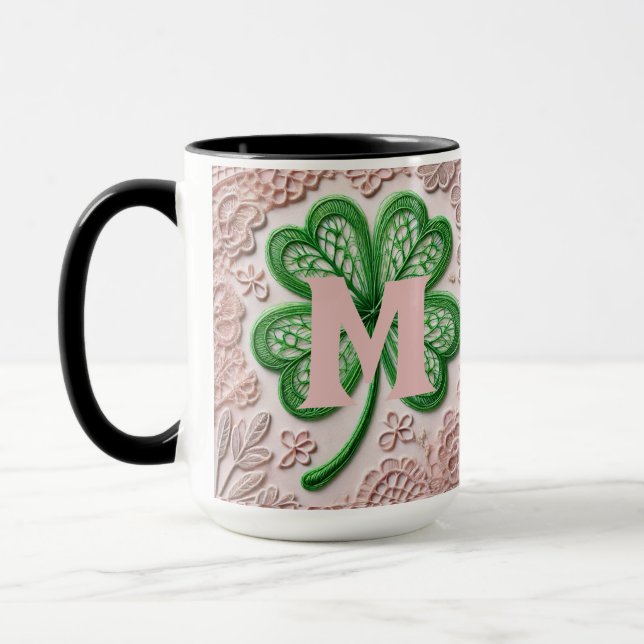 Monogram snöre grönt Shrock St patrick's day Mugg (Vänster)
