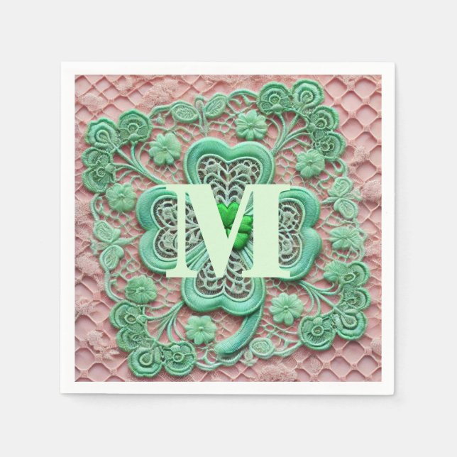 Monogram snöre grönt Shrock St patrick's day Pappersservett (Framsidan)