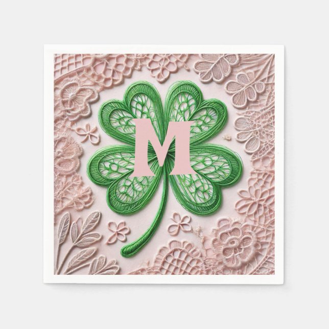 Monogram snöre grönt Shrock St patrick's day Pappersservett (Framsidan)