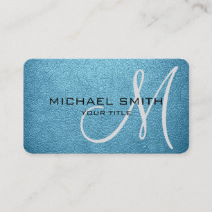 Monogram Snöstorm Blue Leather-utseende Visitkort