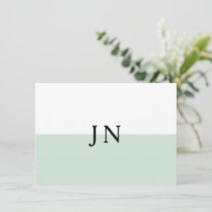 Monogram snygg grön pastell vit färgblock anteckningskort