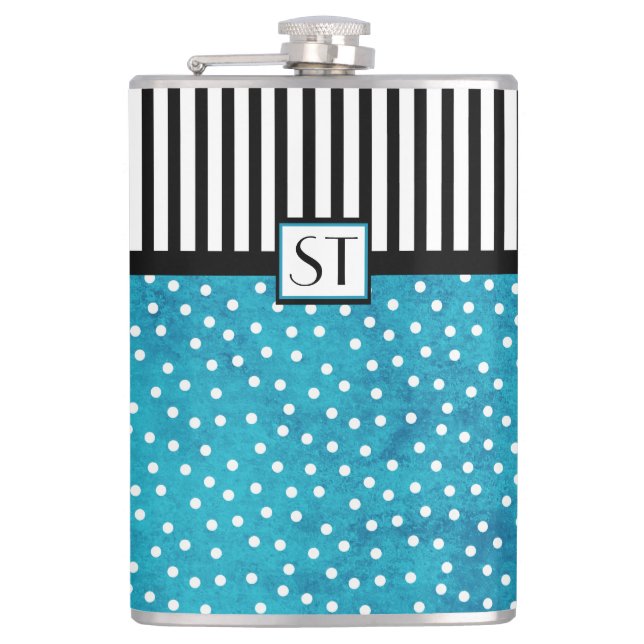 Monogram Snyggt Blue Polka Dot Black Rand Fickplunta (Framsidan)
