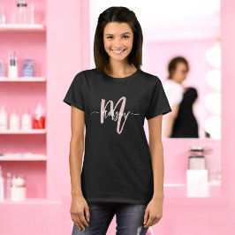 Monogram Snyggt Modern Rosa Business T Shirt