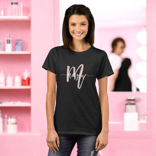 Monogram Snyggt Modern Rosa Business T Shirt