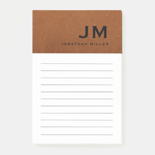Monogram Snyggt Modern Sable Leather Post-it Block