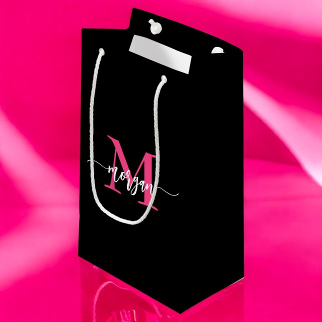 Monogram Snyggt Modern Shock rosa Black (Skapare uppladdad)