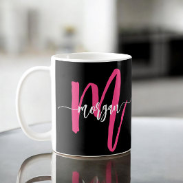 Monogram Snyggt Modern Shock rosa Black Kaffemugg