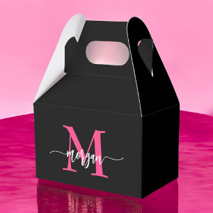 Monogram Snyggt Modern Shock rosa Black Presentaskar