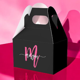 Monogram Snyggt Modern Shock rosa Black Presentaskar