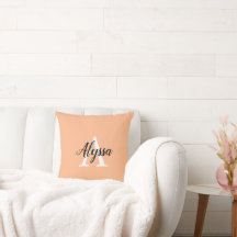 Monogram Snyggt Peach Dekorativ kudde