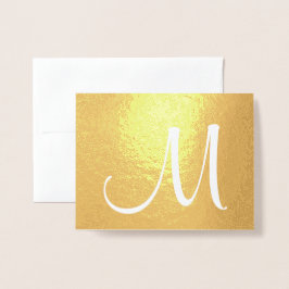 Monogram Snyggt Script Initial Foldad Guld Folierat Kort