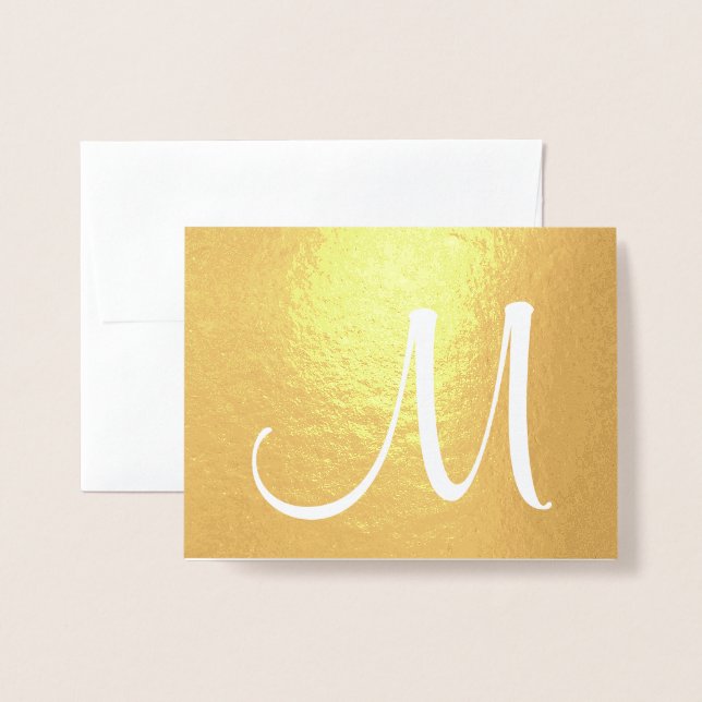 Monogram Snyggt Script Initial Foldad Guld Folierat Kort (Framsida med kuvert)