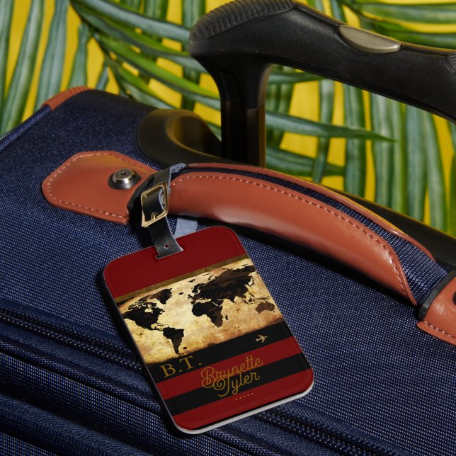 Monogram Snyggt World Map Travel Bagagebricka (Framsida Insitu 1)