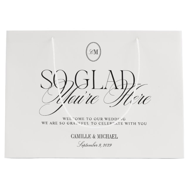 Monogram So Glad You're Here Wedding Welcome Large (Framsidan)
