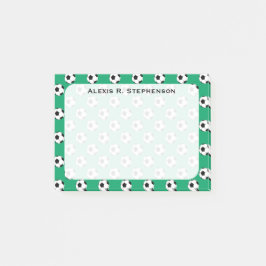 Monogram Soccer Futbol Bollar Shamrock Grönt Post-it Block