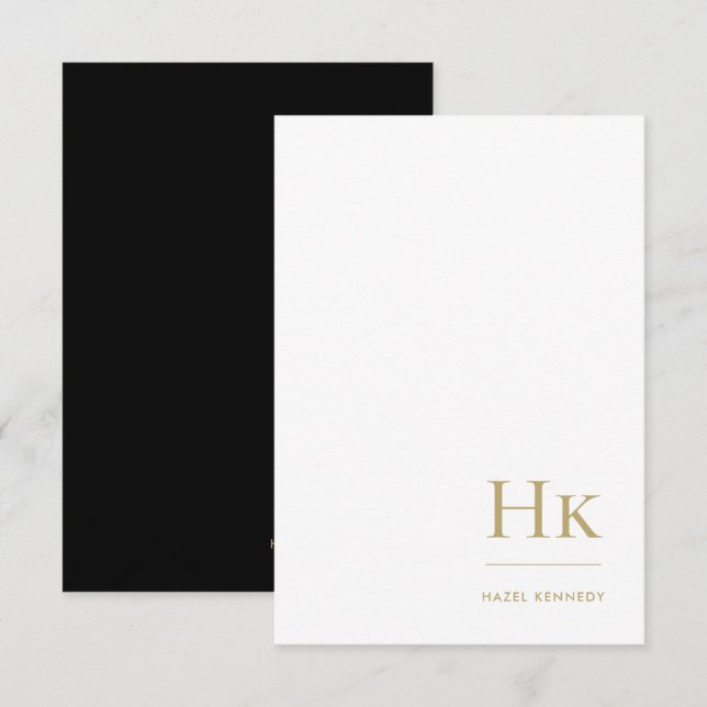 Monogram Social Notecard Professionell Black Guld Anteckningskort (Fram/baksida)