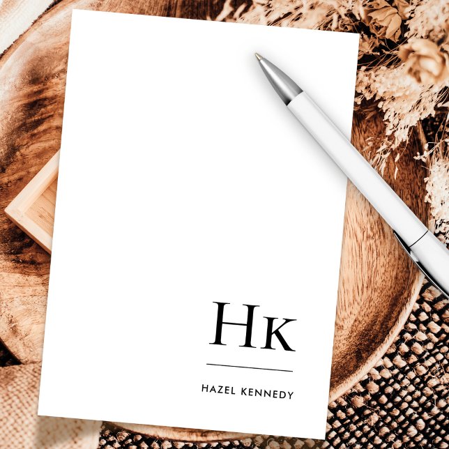 Monogram Social Notecard Professionell Namn Enkel Anteckningskort (Skapare uppladdad)