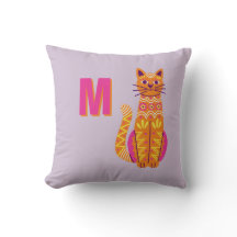Monogram socker Skull Katt Day of the dead Pillow