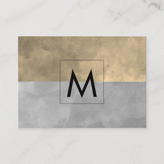 Monogram sofistikerade sepia grå färgblock visitkort (Framsida)