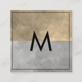 Monogram sofistikerade Sepia Grått Färg-block Fyrkantigt Visitkort