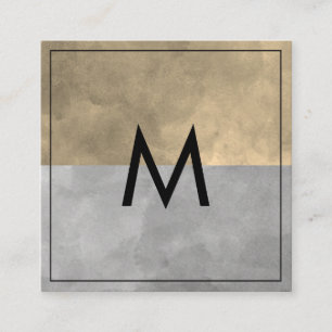 Monogram sofistikerade Sepia Grått Färg-block Fyrkantigt Visitkort