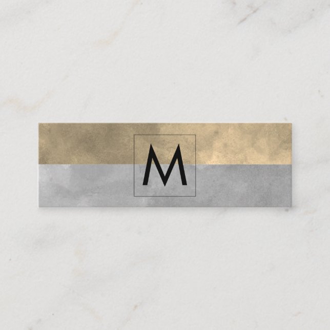 Monogram sofistikerade Sepia Grått Färg-block Mini Visitkort (Framsida)