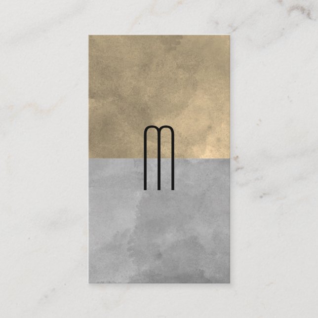 Monogram sofistikerade Sepia Grått Färg-block Visitkort (Framsida)