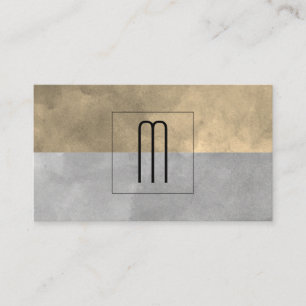 Monogram sofistikerade Sepia Grått Färg-block Visitkort