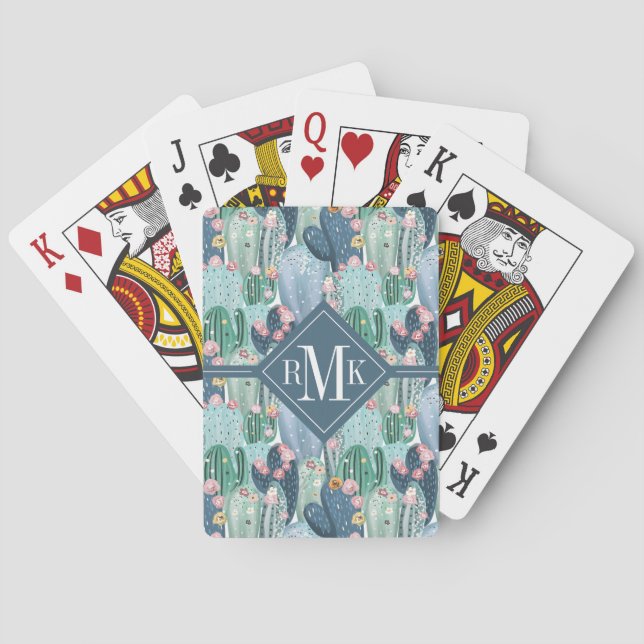 Monogram | Soft Patel Cactus Mönster Casinokort (Baksidan)