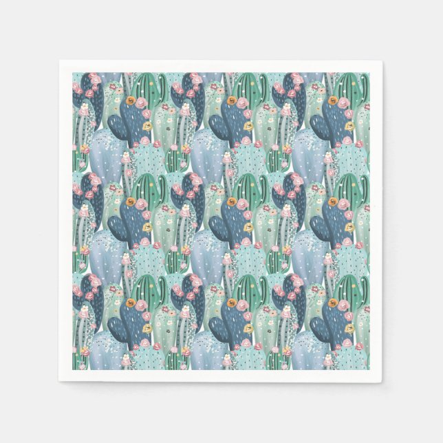 Monogram | Soft Patel Cactus Mönster Pappersservett (Framsidan)