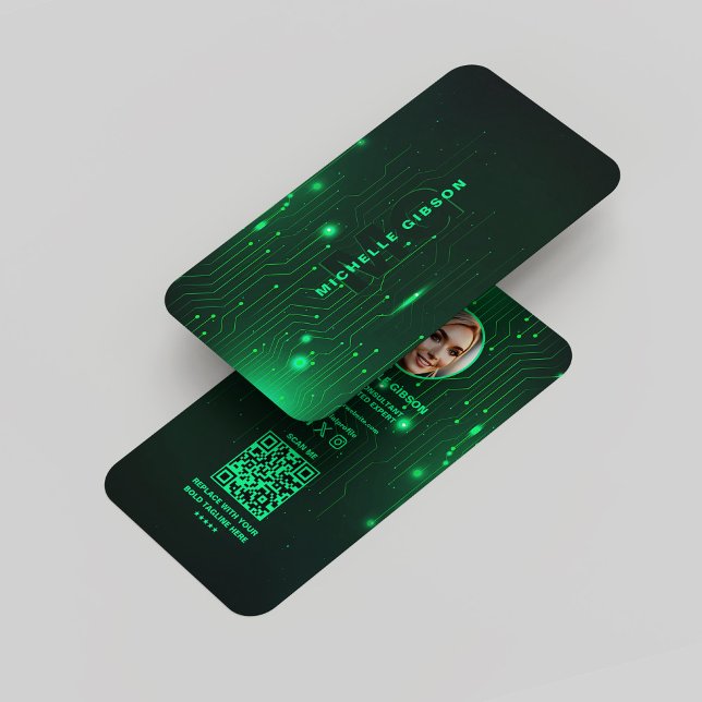 Monogram Software Ingenjör Modern Neon Grönt Visitkort (Monogram Software Engineer Modern Neon Green Business Card
)