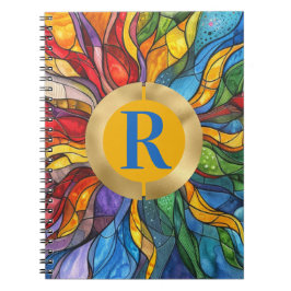 Monogram Sol Mosaic-lagat glas Anteckningsbok