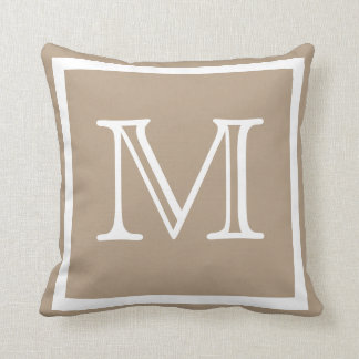 MONOGRAM Solid beige Tan taupe slätt kudde