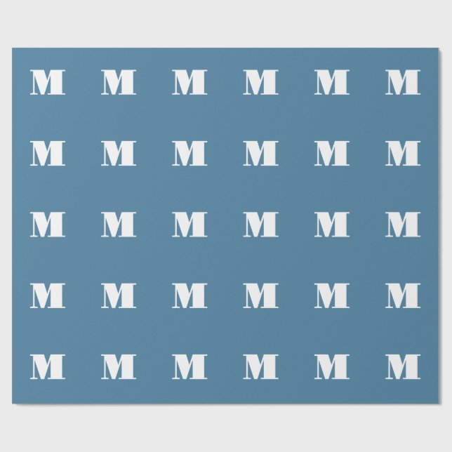 Monogram solid blå pastell minimalistisk professio presentpapper (Platt)