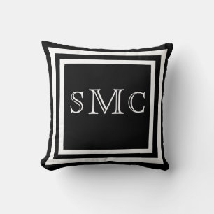 MONOGRAM Solid Black white, vanlig kudde