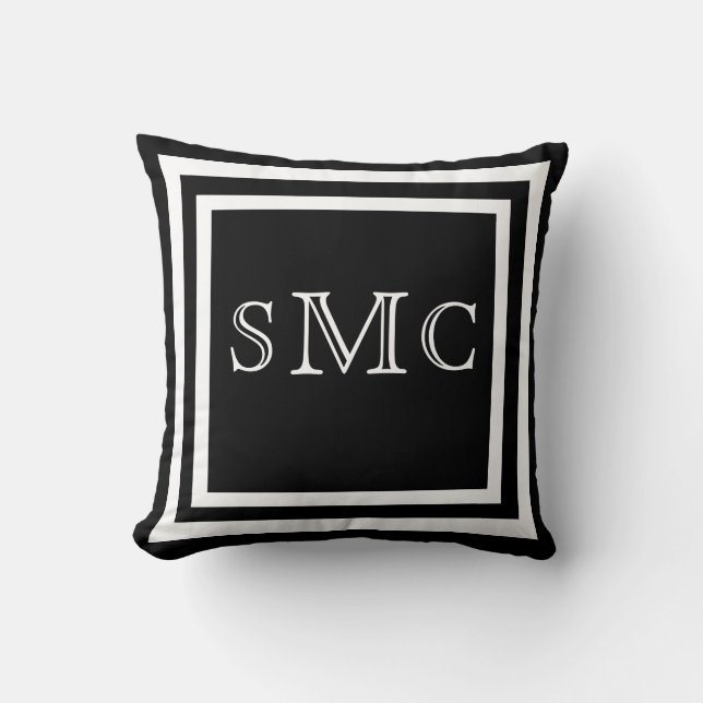 MONOGRAM Solid Black white, vanlig kudde (Framsida)