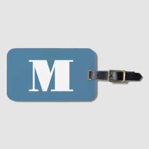 Monogram Solid Blue Pastel Minimalist-Professionel Bagagebricka