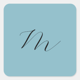 Monogram Solid Blue Pastel Minimalist-Professionel Fyrkantigt Klistermärke