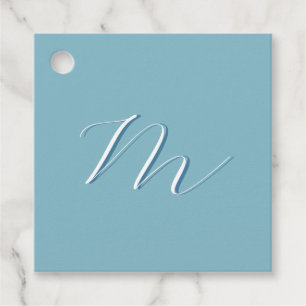 Monogram Solid Blue Pastel Minimalist-Professionel Gåvor Etiketter