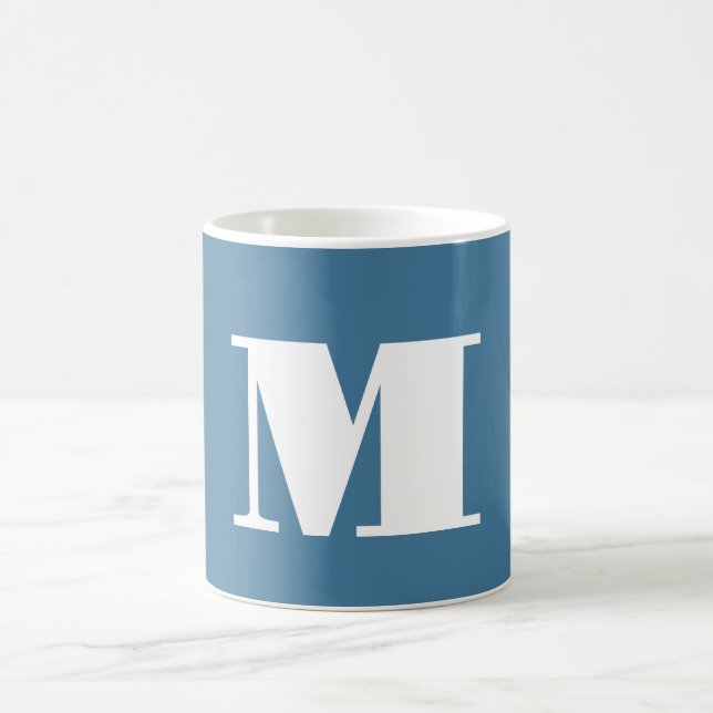 Monogram Solid Blue Pastel Minimalist-Professionel Kaffemugg (Center)