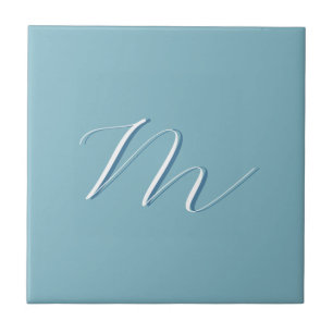 Monogram Solid Blue Pastel Minimalist-Professionel Kakelplatta