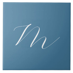Monogram Solid Blue Pastel Minimalist-Professionel Kakelplatta